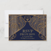 RSVP PROM, Grote Gatsby, goud op marineblauw Kaart (Voorkant)