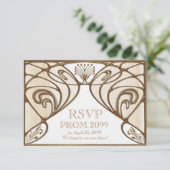 RSVP PROM, Grote Gatsby, goud op wit Kaartje (Staand voorkant)