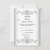RSVP Pure White Wedding White Diamond Hearts Kaart (Achterkant)