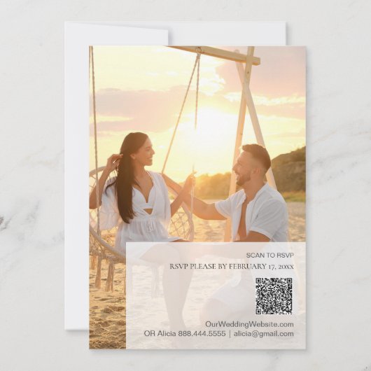 *~* RSVP QR AP13 Exotic PHOTO Palms Wedding Kaart (Achterkant)