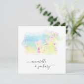 *~* RSVP QR AR15 Cherub Bird FLORAL Wedding Kaart (Staand voorkant)