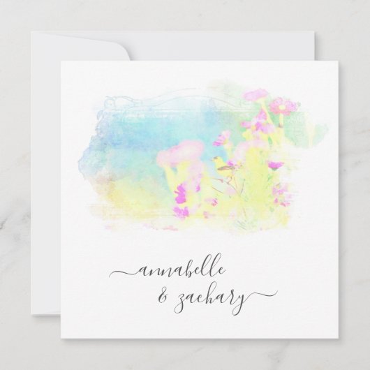 *~* RSVP QR AR15 Cherub Bird FLORAL Wedding Kaart (Voorkant)