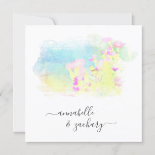 *~* RSVP QR AR15 Cherub Bird FLORAL Wedding Kaart