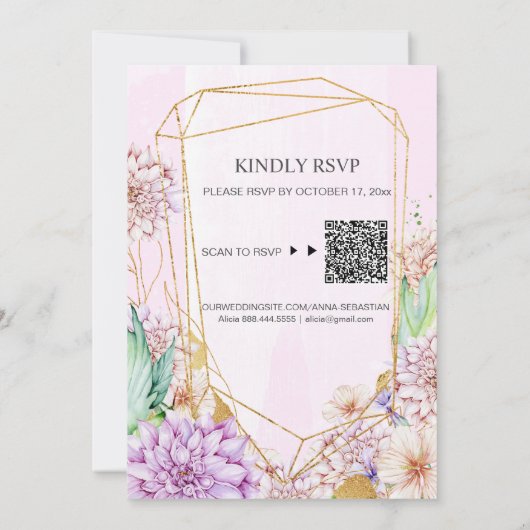 *~* RSVP QR AR15 Floral WE DOEN Geometrische bruil Kaart (Achterkant)