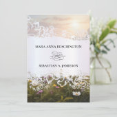 *~* RSVP QR AR31 Misty Flowers Bruiloft uitnodigin Kaart (Staand voorkant)