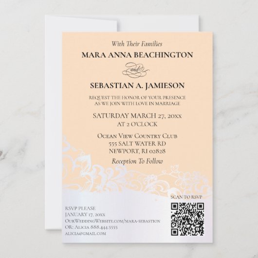 *~* RSVP QR AR31 Misty Flowers Bruiloft uitnodigin Kaart (Achterkant)