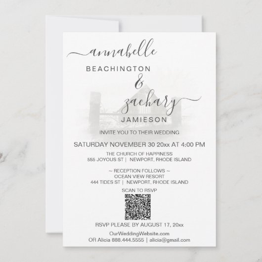 *~* RSVP QR Barn American Flag AR19 Wedding  Kaart (Achterkant)