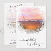 ** RSVP - QR Beach Zee Ocean AR7 Huwelijk Kaart (Voorkant / Achterkant)