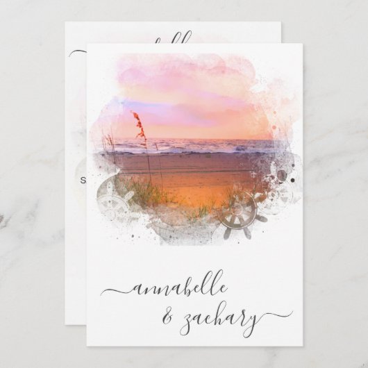 ** RSVP - QR Beach Zee Ocean AR7 Huwelijk Kaart (Voorkant / Achterkant)