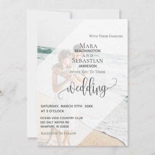 *~* RSVP QR bespaar $ TWEE Fotobruiloft Kaart (Voorkant)