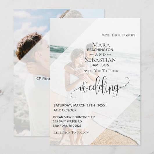 *~* RSVP QR bespaar $ TWEE Fotobruiloft Kaart (Voorkant / Achterkant)