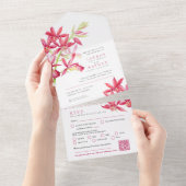 RSVP QR Bigouds orchid waterverf maaltijd All In One Uitnodiging (Afscheurbaar)