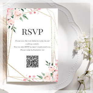 RSVP QR-code Blush Pink Floral Informatiekaartje