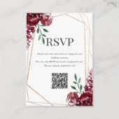 RSVP QR-code | Bourgogne | Marsala Red Floral Informatiekaartje (Voorkant)
