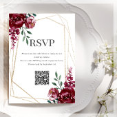 RSVP QR-code | Bourgogne | Marsala Red Floral Informatiekaartje