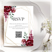 RSVP QR-code | Bourgogne | Marsala Red Floral