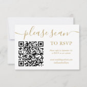 RSVP QR-code eenvoudige gouden script foto Kaartje (Voorkant)
