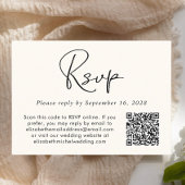 RSVP QR Code Foto Cream Bruiloft Informatiekaartje