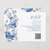 RSVP QR Code Frans Bloementoilet Blauw Bruiloft (Voorkant / Achterkant)