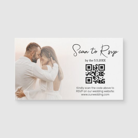 rsvp qr code minimalist trouwfoto magnet (Voorkant)