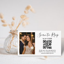 rsvp qr code minimalistisch chic bruiloft foto informatiekaartje