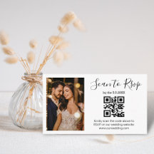 rsvp qr-code minimalistische chic huwelijksfoto 