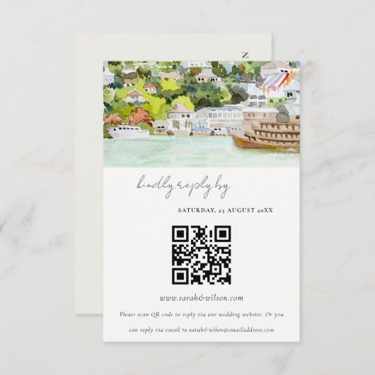 RSVP QR-code voor het platteland rond rivierrivier Informatiekaartje (Voorkant / Achterkant)