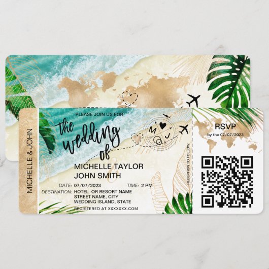 RSVP QR-code voor instapkaarten Wereldkaart IJslan Kaart (Voorkant / Achterkant)