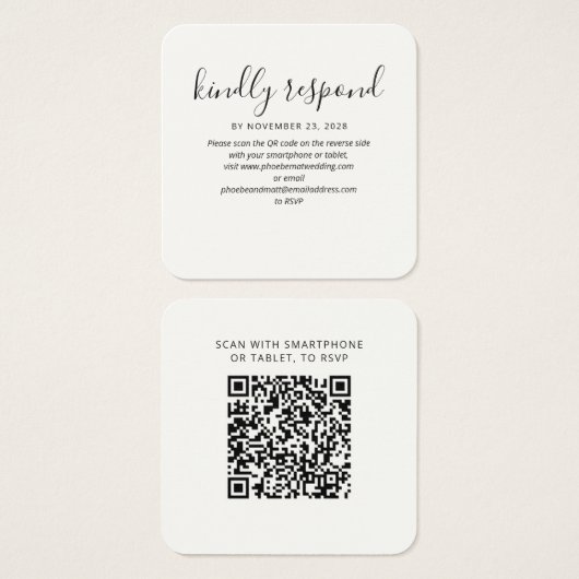 RSVP QR Code Wedding Website Kaart (Voorkant /achterkant)