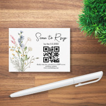 RSVP QR-code Wildbloemen Botanische bruiloft