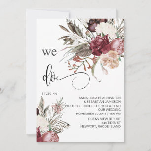 *~* RSVP QR Floral Burgundy Roos AR15 WEDDING Kaart