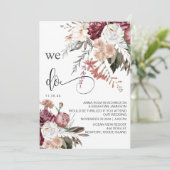 *~* RSVP QR Floral MERLOT Roos AR15 WEDDING Kaart (Staand voorkant)