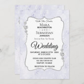 *~* RSVP + QR + FOTO Diamanten Damast Bruiloft Kaart (Voorkant / Achterkant)