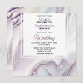 *~* RSVP QR GOUDEN LAVENDEL MARBLe AR66 Bruiloft Kaart (Voorkant / Achterkant)