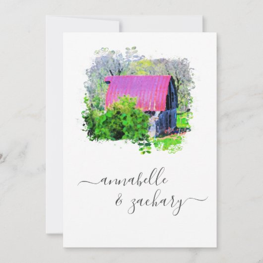 *~* RSVP QR Old Barn Country Rustic AR19 Huwelijk Kaart (Voorkant)