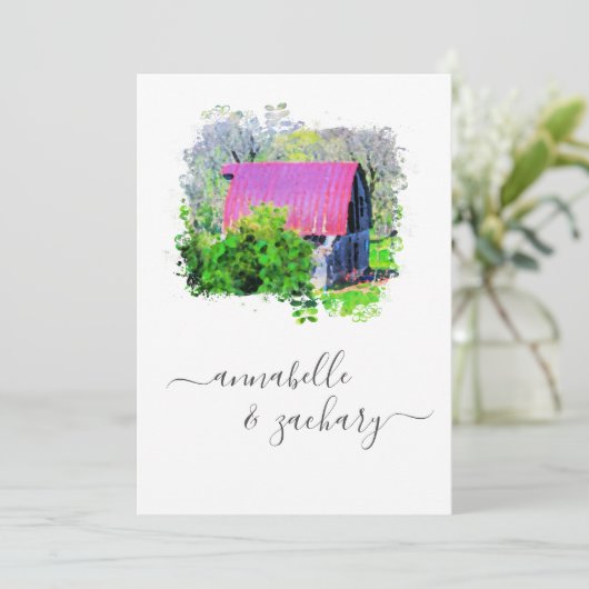 *~* RSVP QR Old Barn Country Rustic AR19 Huwelijk Kaart (Staand voorkant)