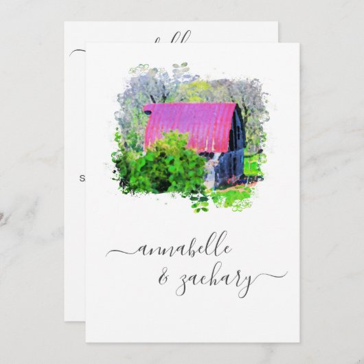 *~* RSVP QR Old Barn Country Rustic AR19 Huwelijk Kaart (Voorkant / Achterkant)