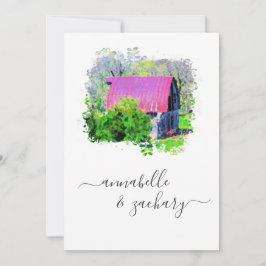 *~* RSVP QR Old Barn Country Rustic AR19 Huwelijk Kaart