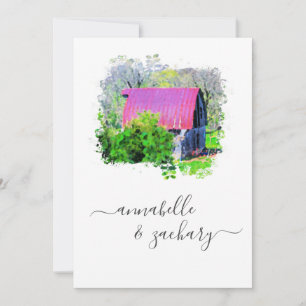 *~* RSVP QR Old Barn Country Rustic AR19 Wedding Kaart