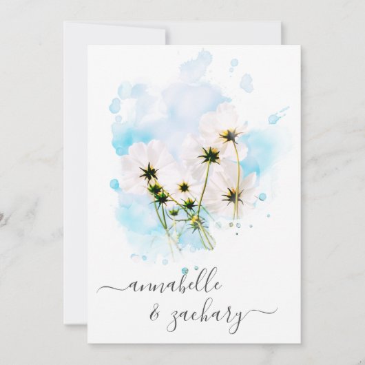 *~* RSVP - QR SKY Pink Flowers FLORAL AR15 Wedding Kaart (Voorkant)