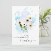 *~* RSVP - QR SKY Pink Flowers FLORAL AR15 Wedding Kaart (Staand voorkant)