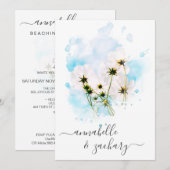 *~* RSVP - QR SKY Pink Flowers FLORAL AR15 Wedding Kaart (Voorkant / Achterkant)