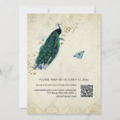 *~* RSVP QR Victoriaans Peacock AR24 Wedding Kaart (Achterkant)