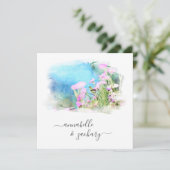 *~* RSVP - QR Waterverf AR15 Bird FLORAL Wedding Kaart (Staand voorkant)