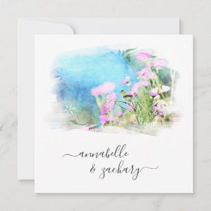 *~* RSVP - QR Waterverf AR15 Bird FLORAL Wedding Kaart