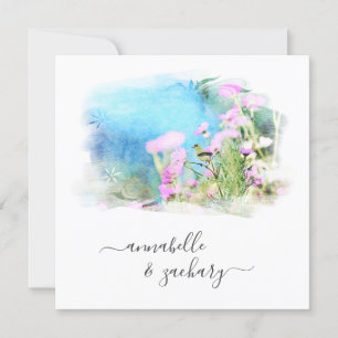 *~* RSVP - QR Waterverf AR15 Bird FLORAL Wedding Kaart