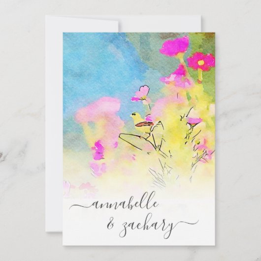 *~* RSVP - QR Waterverf Bird FLORAL AR15 Wedding Kaart (Voorkant)