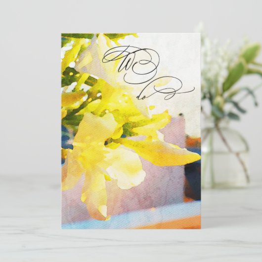 *~* RSVP QR Yellow WE Floral AR15 WEDDING Kaart (Staand voorkant)