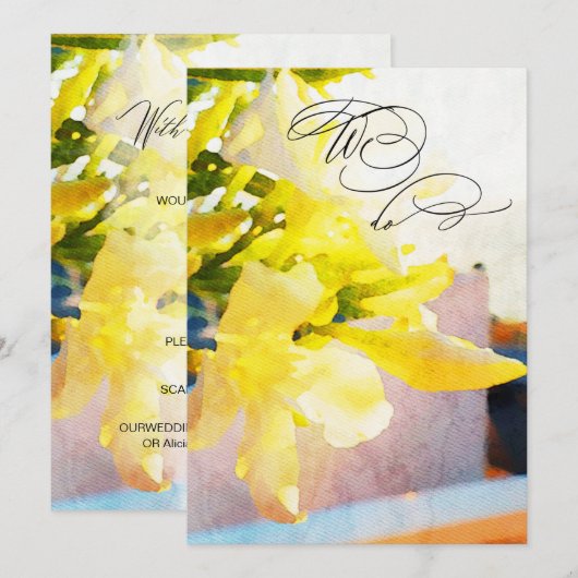 *~* RSVP QR Yellow WE Floral AR15 WEDDING Kaart (Voorkant / Achterkant)