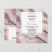 *~* RSVP QR Zilver BLUSH ROZE AGAAT AR66 Bruiloft Kaart (Voorkant / Achterkant)